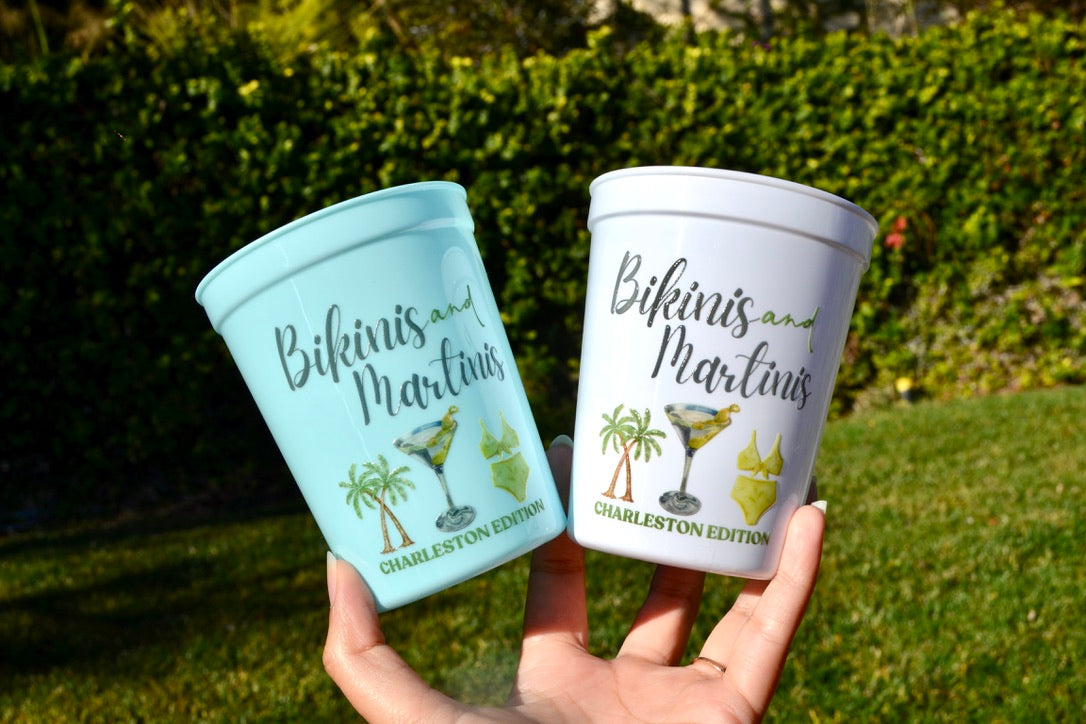 Bikinis and Martinis Bachelorette Party Cups