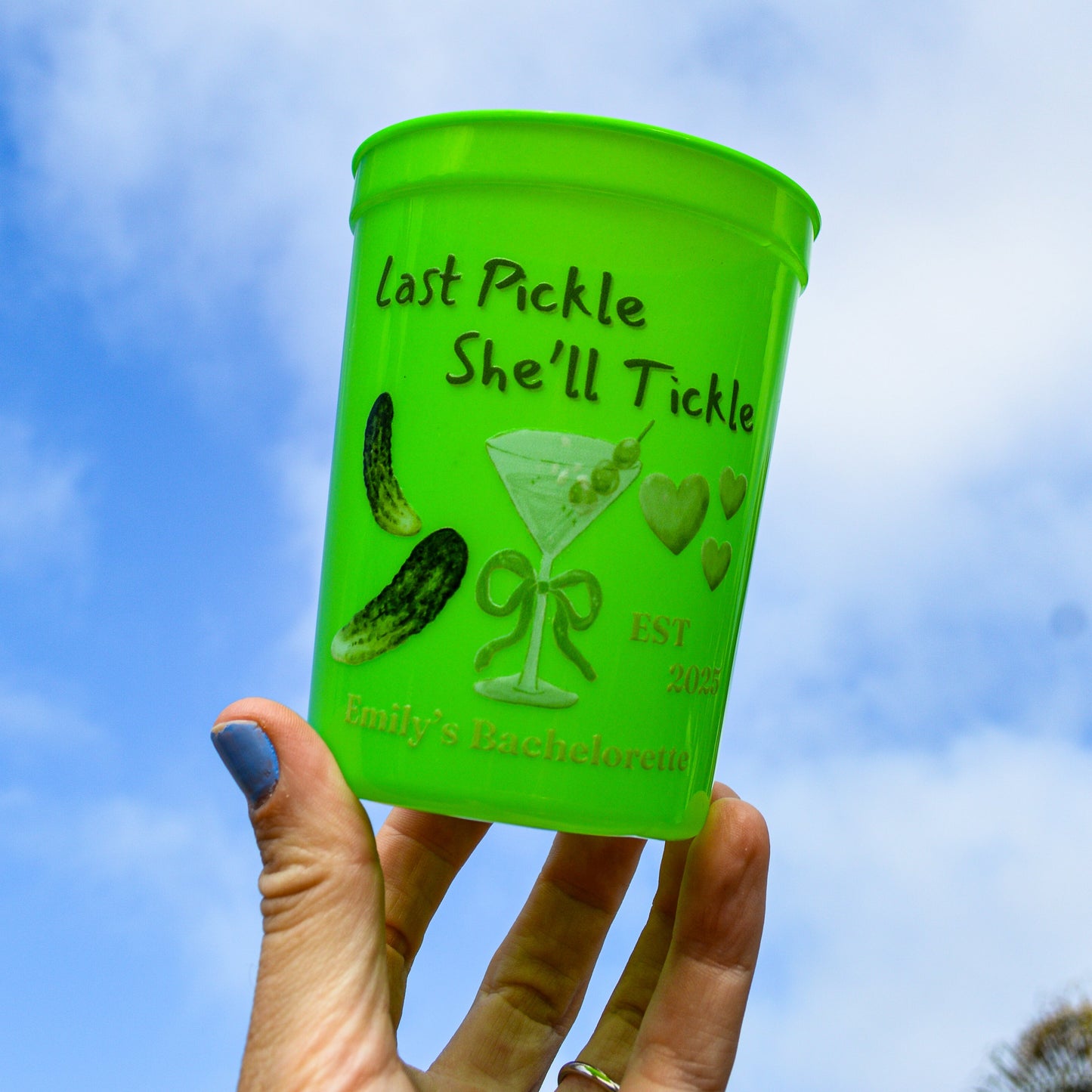 Last Pickle Bachelorette Party Cups: Martini Theme Bach Decor