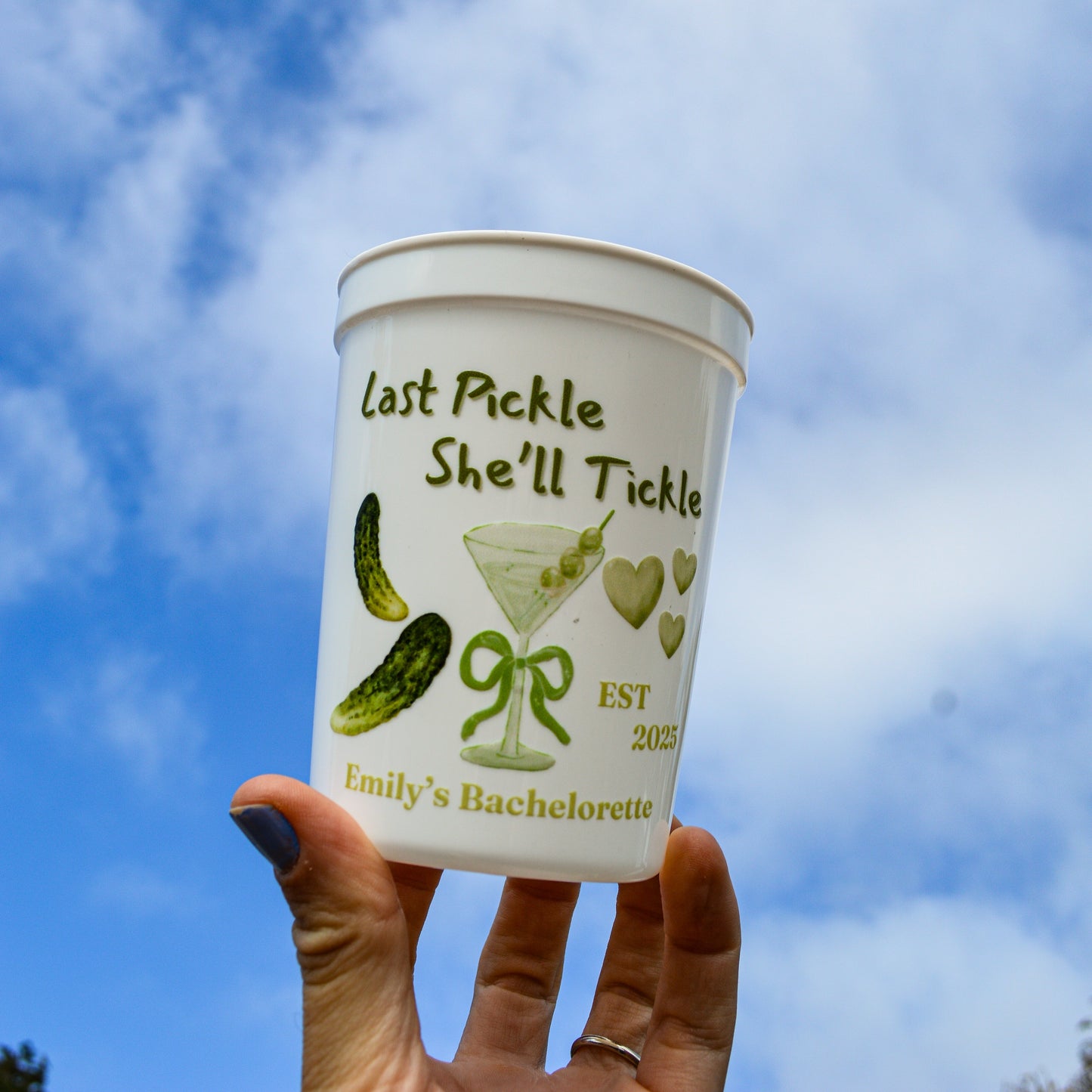 Last Pickle Bachelorette Party Cups: Martini Theme Bach Decor