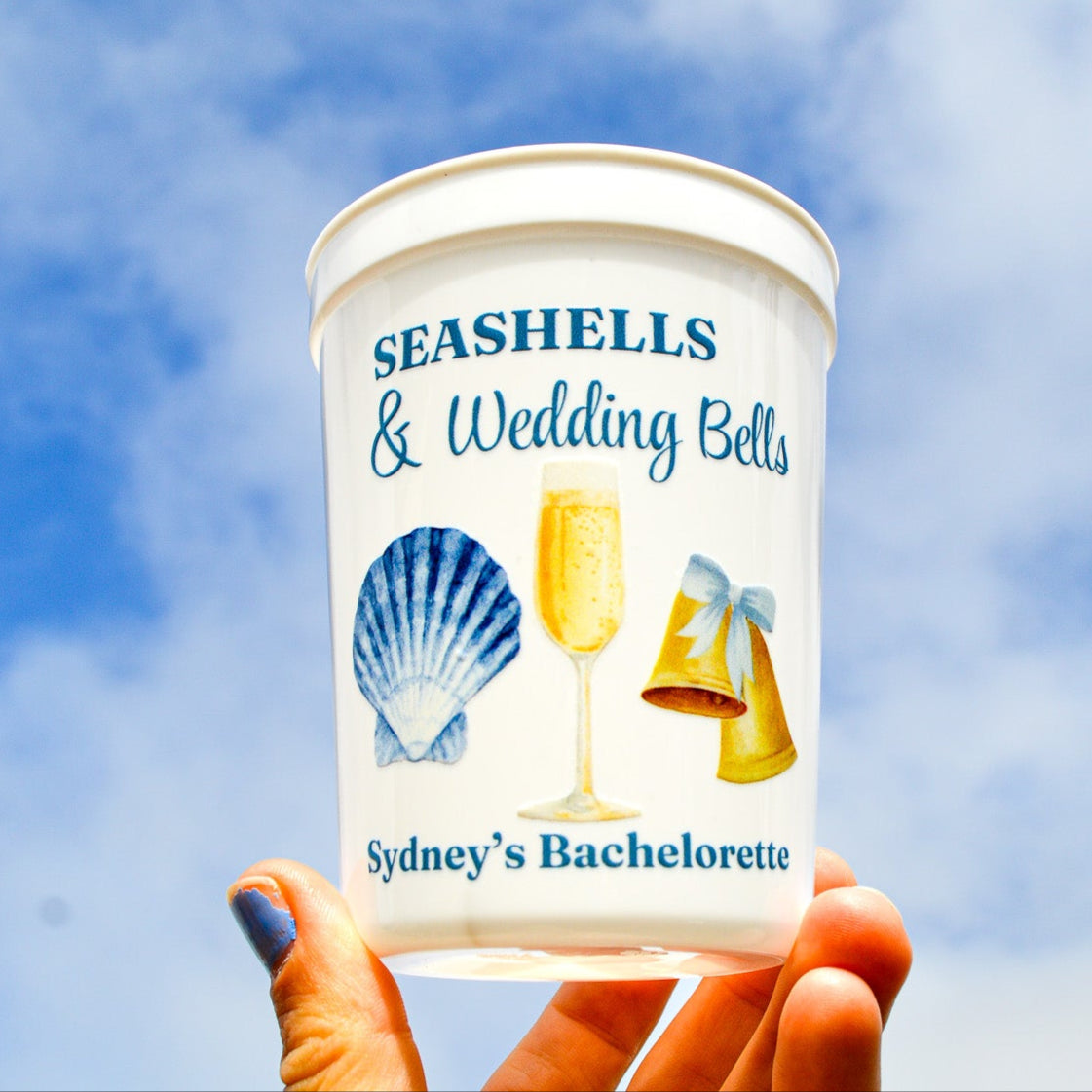 Seashells & Wedding Bells Bachelorette Party Cups: Last Toast on the Coast