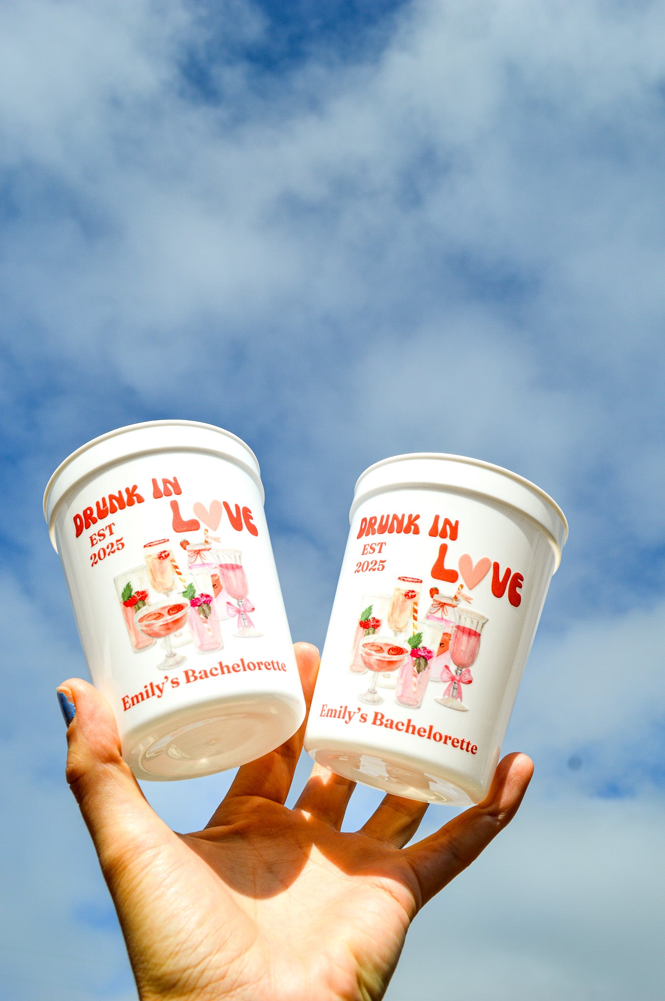 Drunk in Love Bachelorette Party Cups: Custom Party Decor