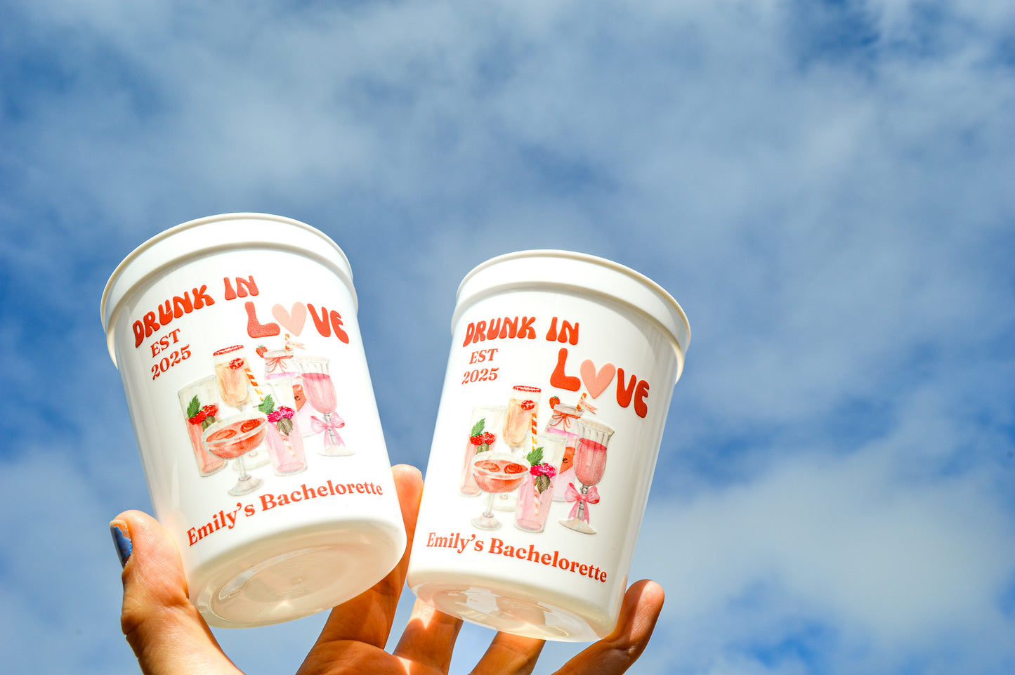 Drunk in Love Bachelorette Party Cups: Custom Party Decor
