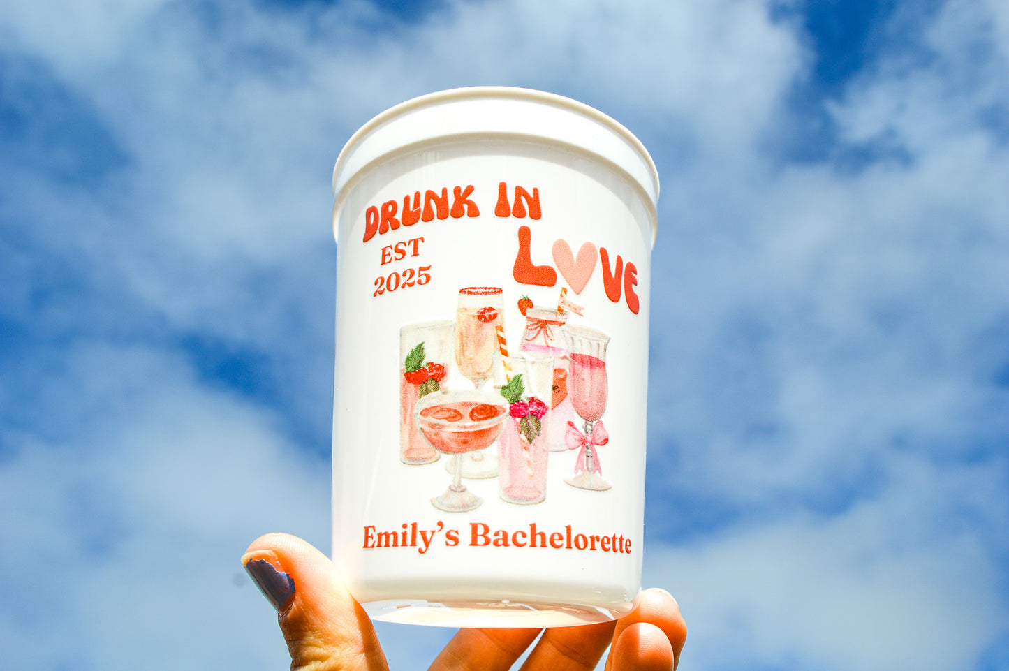 Drunk in Love Bachelorette Party Cups: Custom Party Decor