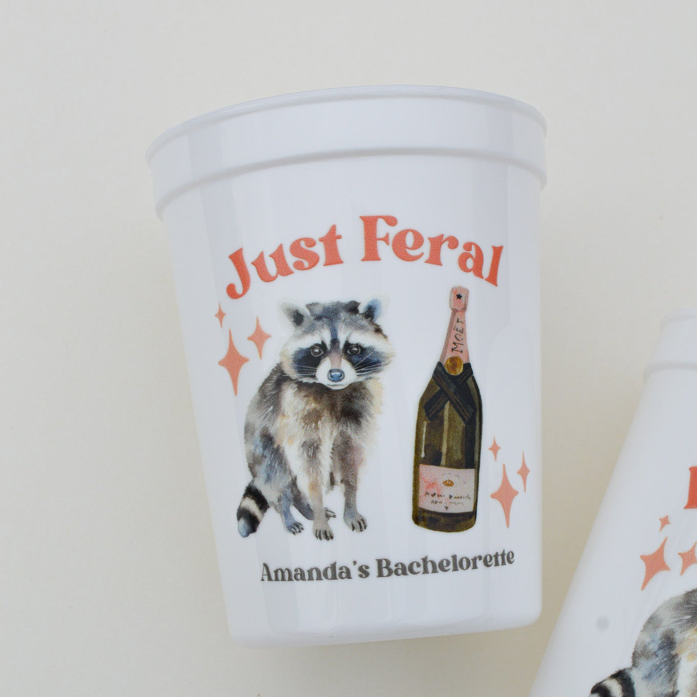 Feral Bride Bachelorette Party Cups: Raccoon Bridal Theme, Wild Bach Decor