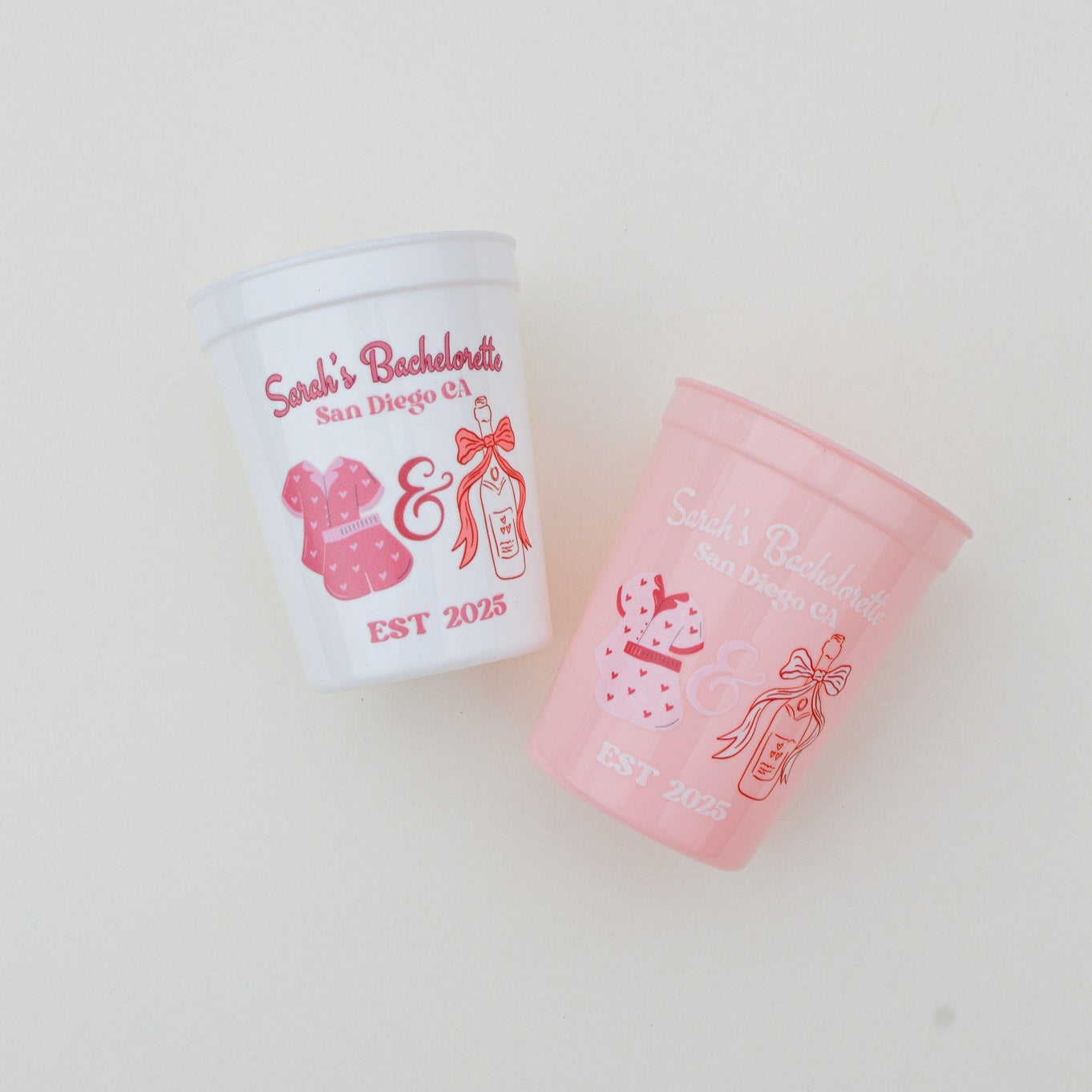 PJ's and Prosecco Bachelorette Party Cups, Pajama Bach Party Décor