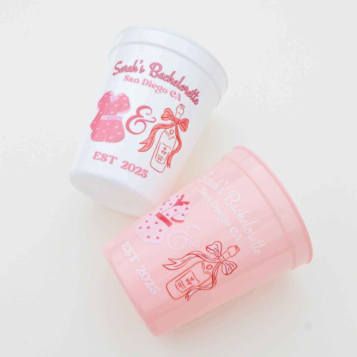 PJ's and Prosecco Bachelorette Party Cups, Pajama Bach Party Décor