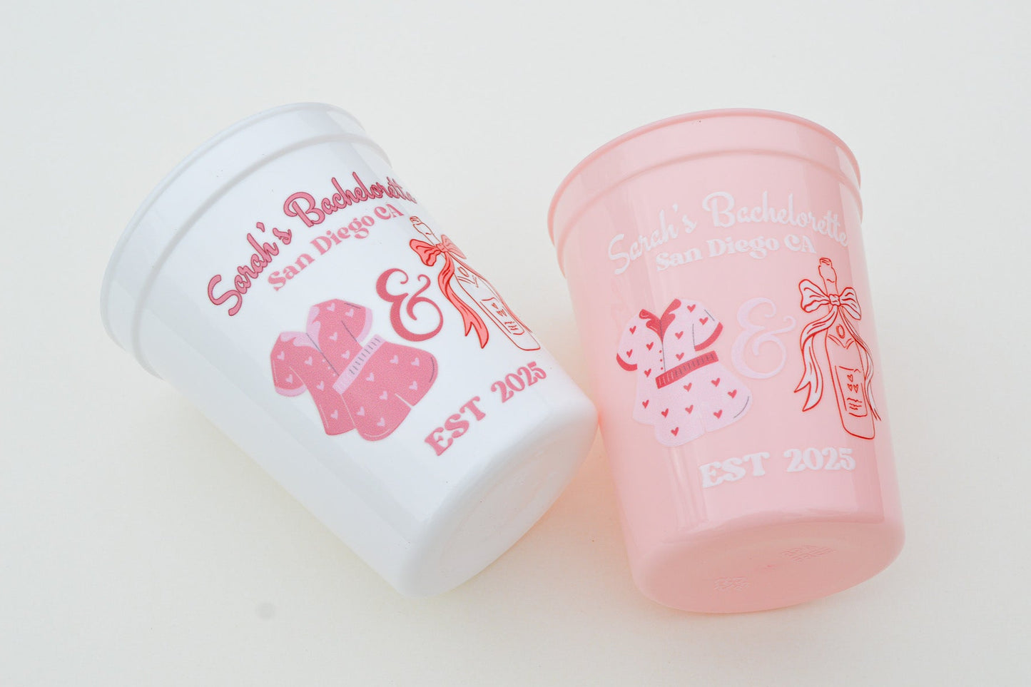 PJ's and Prosecco Bachelorette Party Cups, Pajama Bach Party Décor