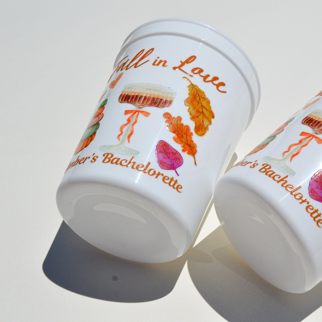 Custom Fall in Love Bachelorette Party Cups: Pumpkin Bride, Autumn Decor