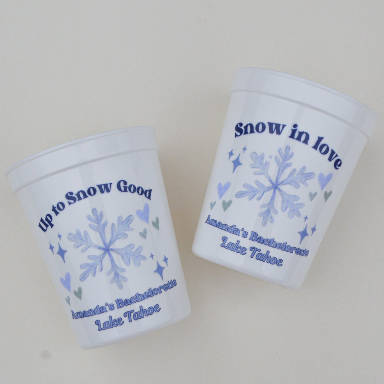 Snow in Love Bachelorette Party Cups: Winter Bach Decor