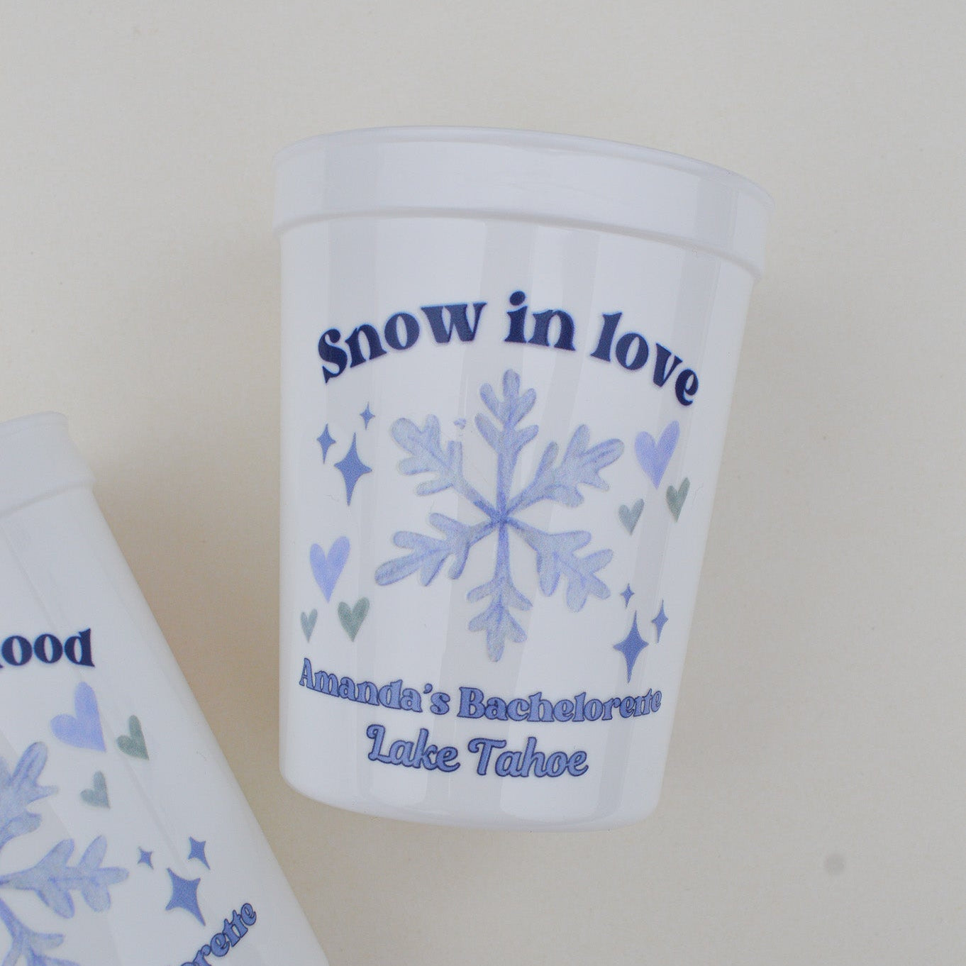 Snow in Love Bachelorette Party Cups: Winter Bach Decor