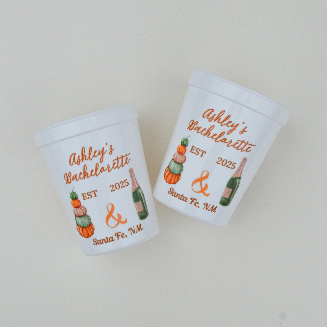 Custom Pumpkins and Prosecco Bachelorette Party Cups: Pumpkin Bride, Autumn Decor