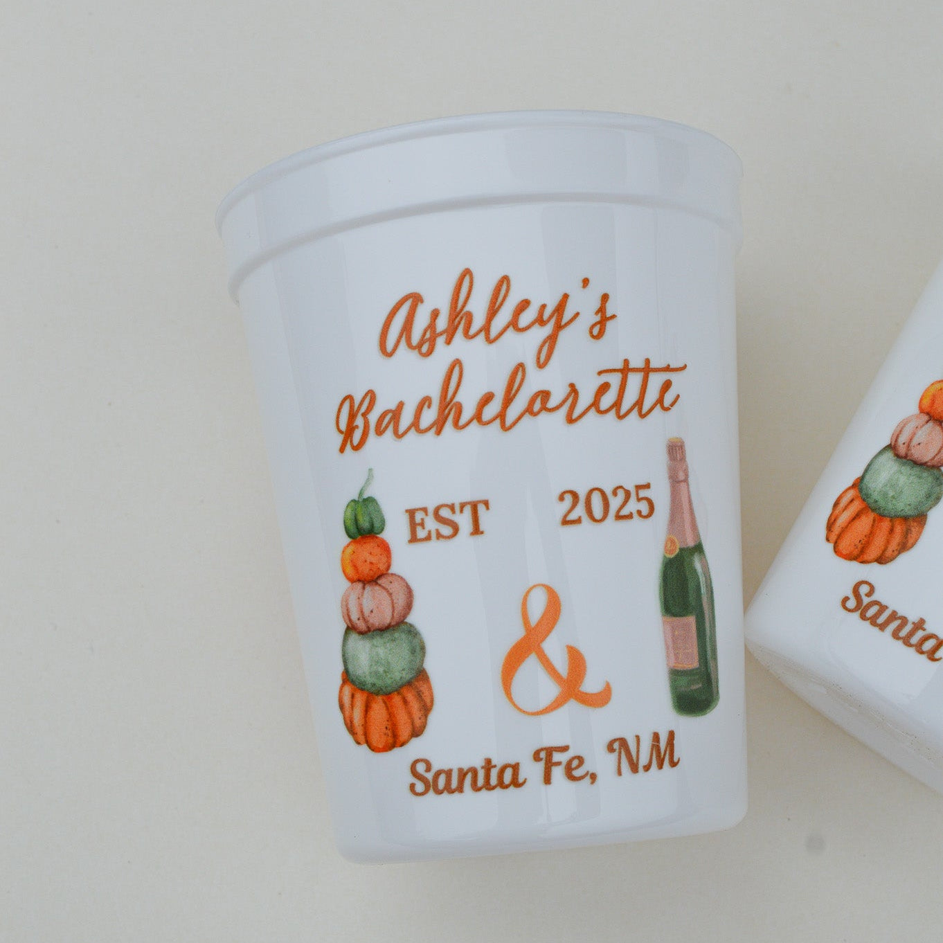 Custom Pumpkins and Prosecco Bachelorette Party Cups: Pumpkin Bride, Autumn Decor