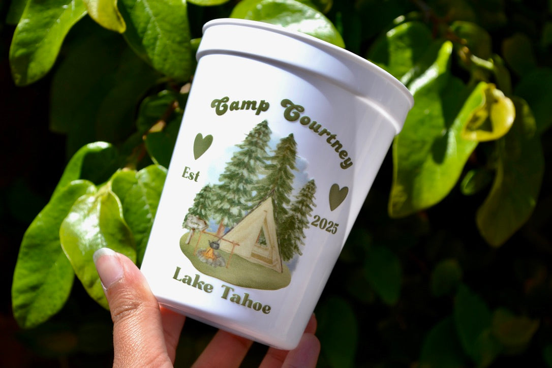 Camp Bachelorette Party Cups: Personalized Camping Bach