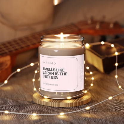 Personalized Sorority Sister Candle: Custom Big Little Gift, 9oz Scented Soy Candle