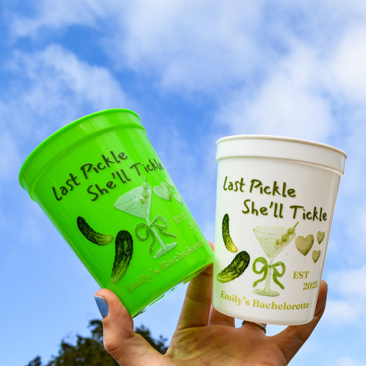 Last Pickle Bachelorette Party Cups: Martini Theme Bach Decor