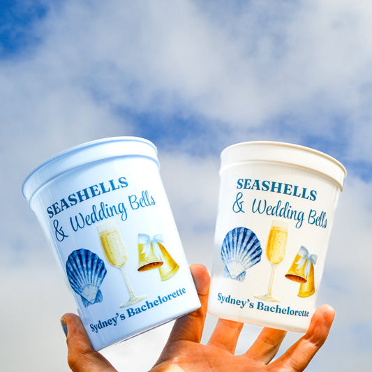 Seashells & Wedding Bells Bachelorette Party Cups: Last Toast on the Coast