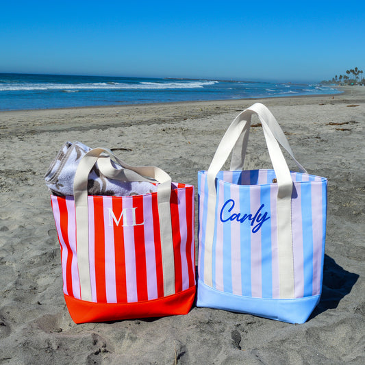 Personalized Monogram Large Striped Tote Bag, Custom Name or Initials, Bridesmaid Gift, Bachelorette Favor, Beach Bag, Sturdy Vacation Bag