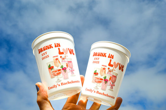 Drunk in Love Bachelorette Party Cups: Custom Party Decor