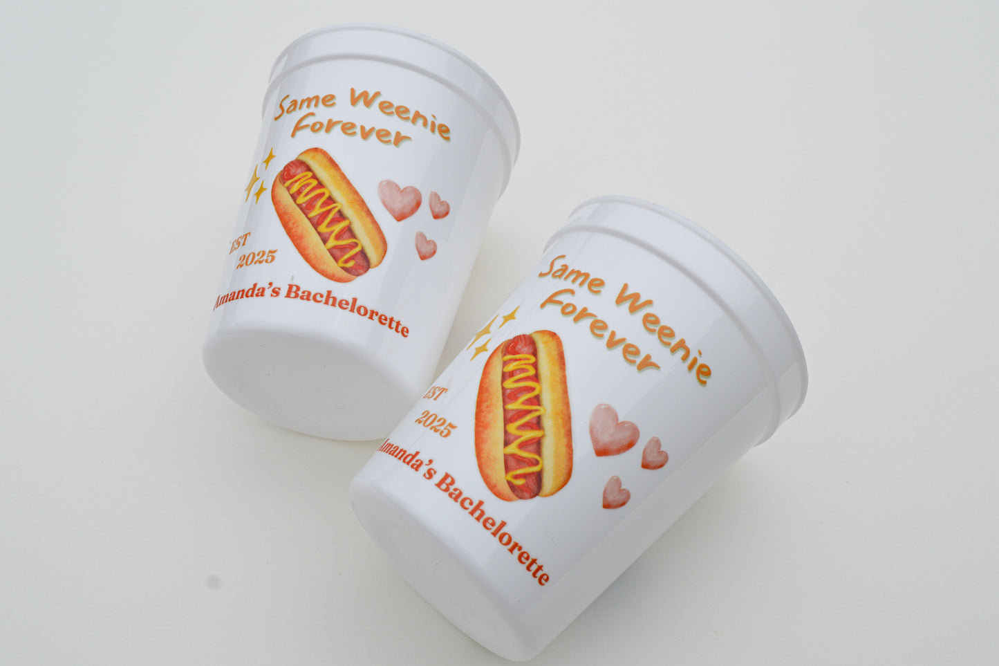 Same Weenie Forever Bachelorette Party Cups: Tinis and Weenies Theme