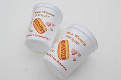 Same Weenie Forever Bachelorette Party Cups: Tinis and Weenies Theme
