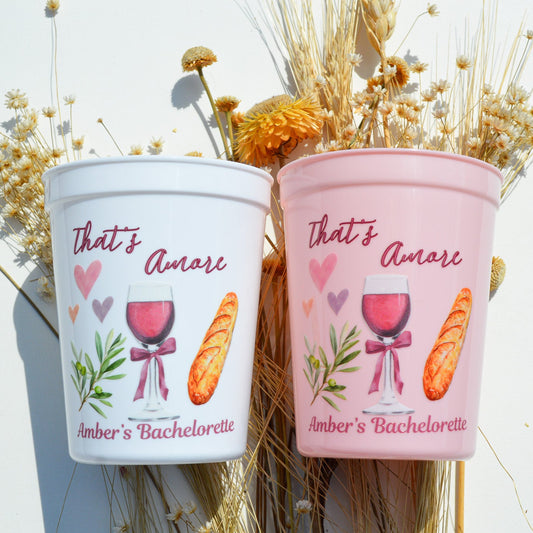 That's Amore Bachelorette Party Cups, Italian Summer Bach Décor, Italy Bridal Party Cup