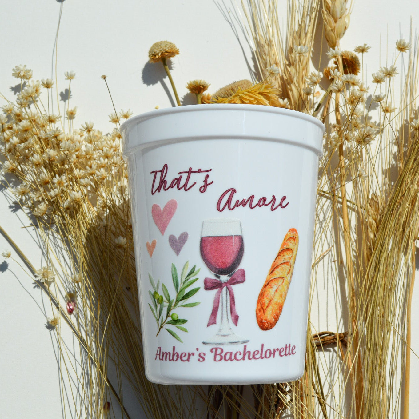 That's Amore Bachelorette Party Cups, Italian Summer Bach Décor, Italy Bridal Party Cup