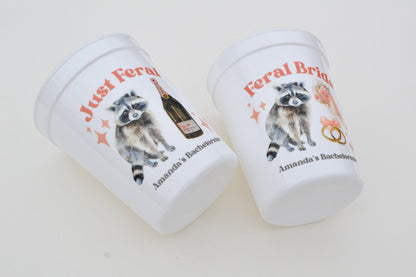 Feral Bride Bachelorette Party Cups: Raccoon Bridal Theme, Wild Bach Decor