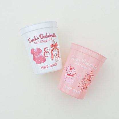 PJ's and Prosecco Bachelorette Party Cups, Pajama Bach Party Décor