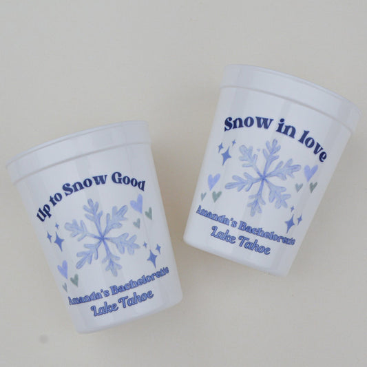 Snow in Love Bachelorette Party Cups: Winter Bach Decor