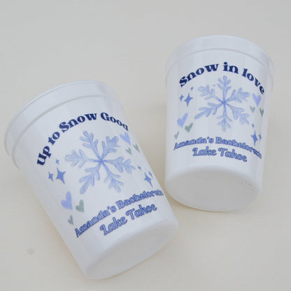Snow in Love Bachelorette Party Cups: Winter Bach Decor