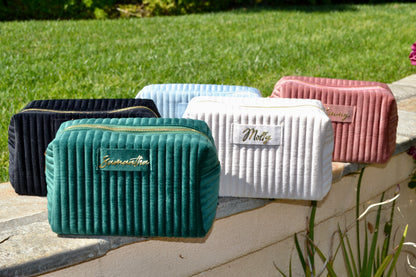 Velvet Quilted Bridesmaid Makeup Bag