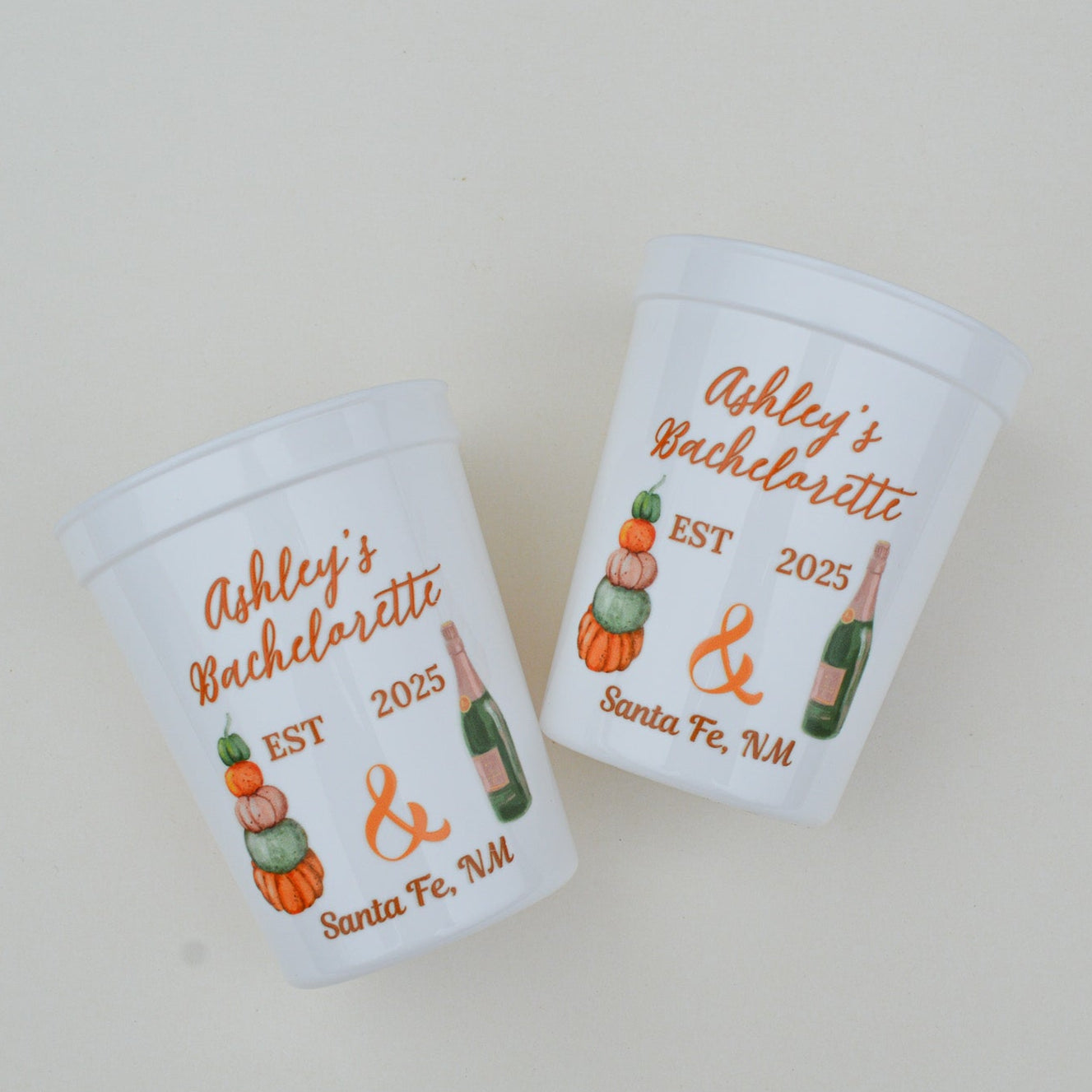 Custom Pumpkins and Prosecco Bachelorette Party Cups: Pumpkin Bride, Autumn Decor