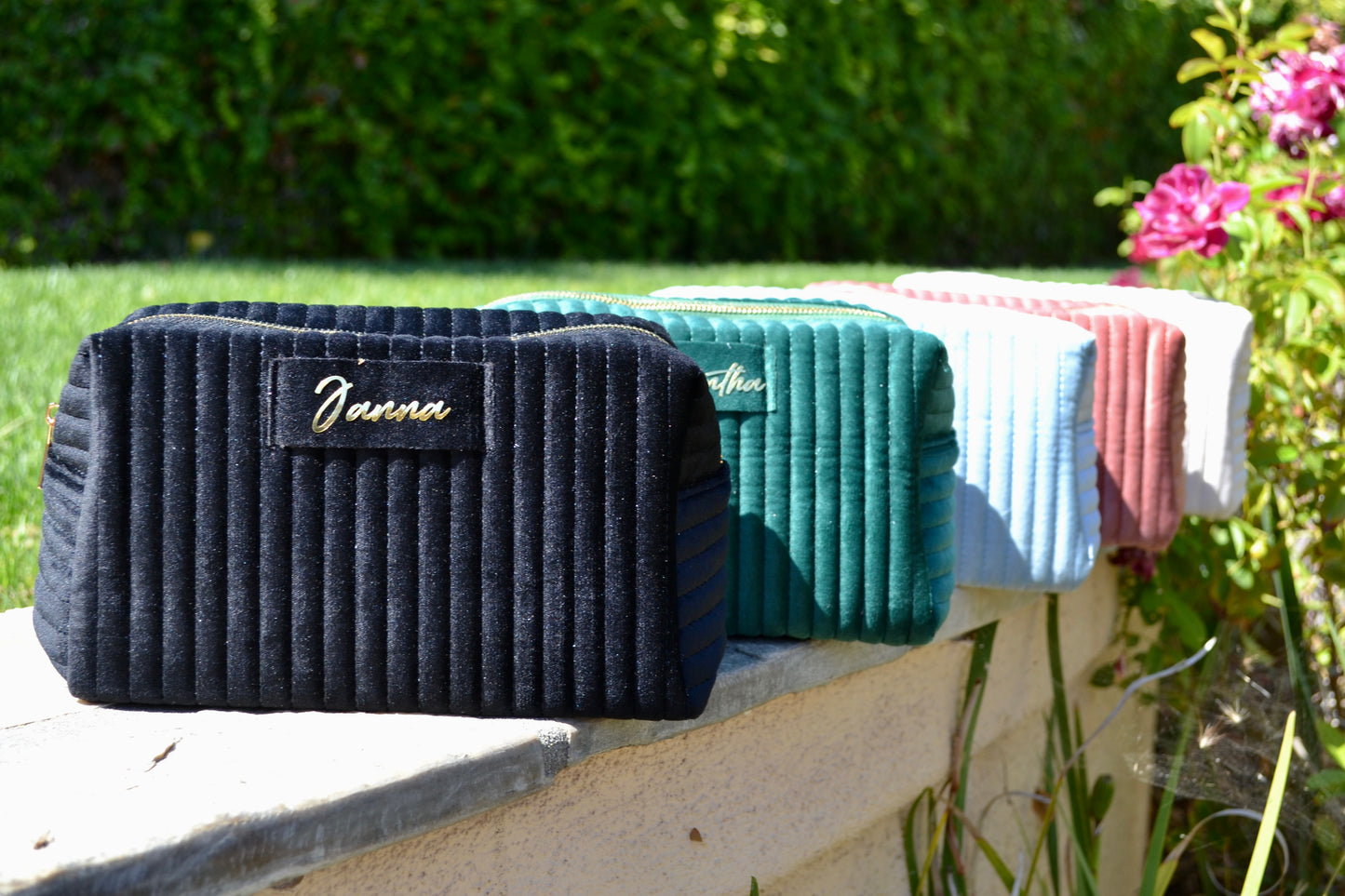 Velvet Quilted Bridesmaid Makeup Bag