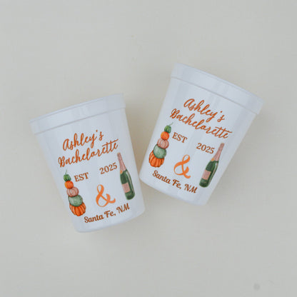 Custom Pumpkins and Prosecco Bachelorette Party Cups: Pumpkin Bride, Autumn Decor