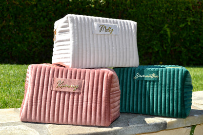 Velvet Quilted Bridesmaid Makeup Bag