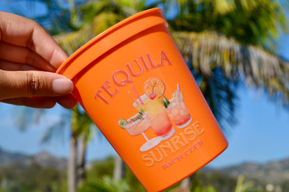 Tequila Sunrise Bachelorette Party Cups: Orange Bach Club Cocktail Design