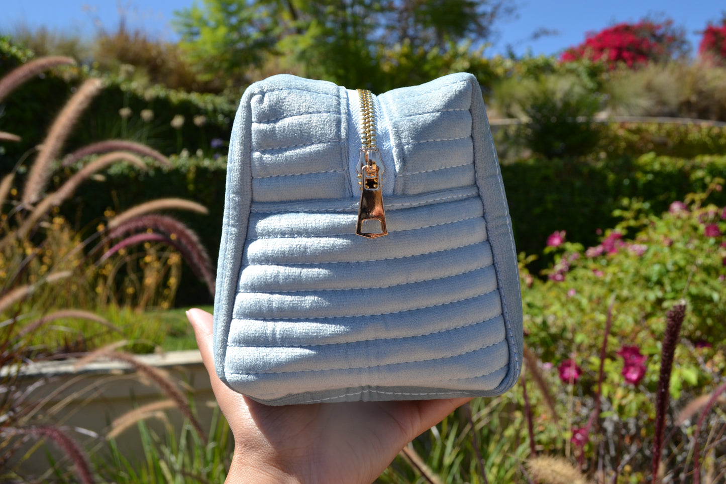 Velvet Quilted Bridesmaid Makeup Bag