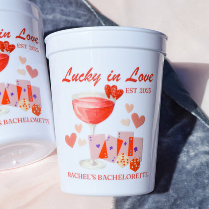 Lucky In Love Bachelorette Party Cups: Vegas Casino Theme