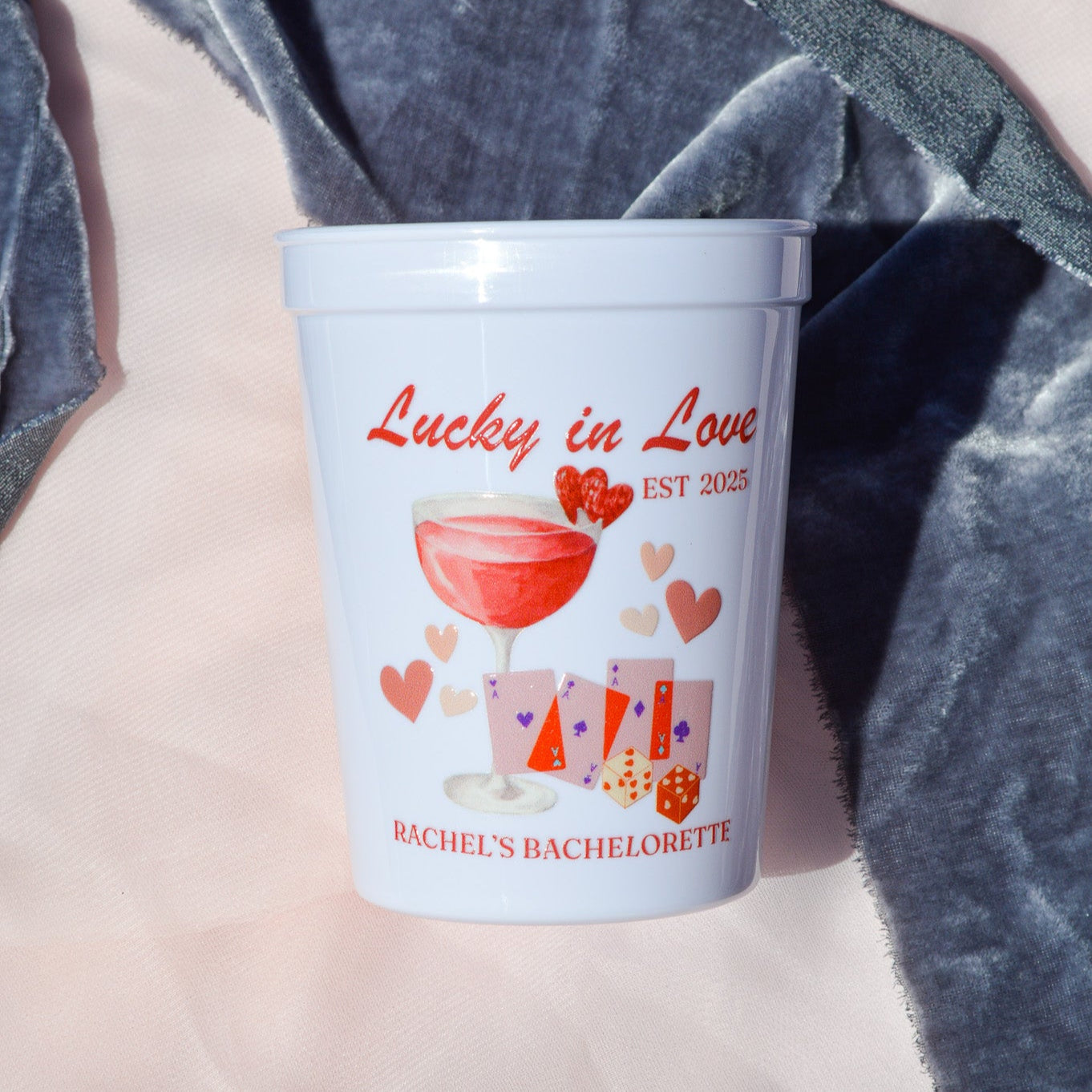 Lucky In Love Bachelorette Party Cups: Vegas Casino Theme