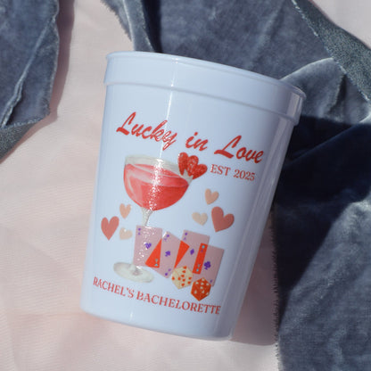 Lucky In Love Bachelorette Party Cups: Vegas Casino Theme