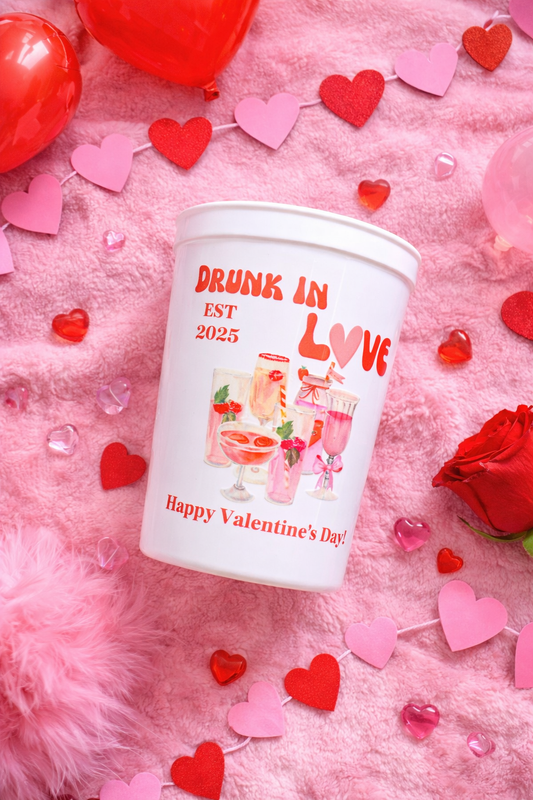 Drunk in Love Bachelorette Party Cups: Custom Party Decor